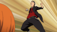 Shishigawara attacks Orihime Inoue.