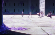 Ganju and his friends run toward the castle.