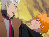 The hallucination of Kariya berates Ichigo for his idealism.