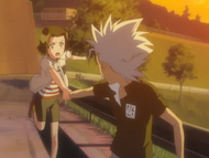 Karin stops Hitsugaya from going after the Hollow.