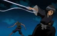 Rukia fights Jinnai.