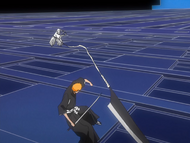 Ichigo dodges Zangetsu's Deadly Darts attack.