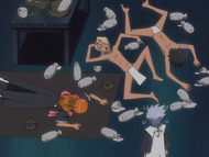 Hitsugaya discovers Izuru, Rangiku, and Hisagi drunk.