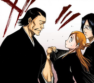 Makizō Aramaki confronts Uryū and Orihime over their suspicious behavior.