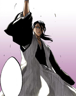 Byakuya prepares to deal the finishing blow.