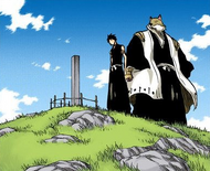 Hisagi joins Komamura at Kakyō's grave.