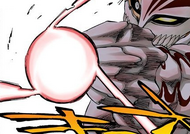 Zangetsu charges a Cero at the tip of his fingers.