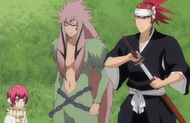 Renji sheathes his sword.