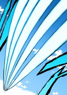 Grimmjow throws the other set of Desgarrón at Ichigo.