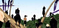 Yoruichi is surrounded by dozens of Keigun.