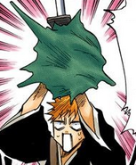 The Demi-Hollow binds Ichigo Kurosaki to his Zanpakutō with his Sticker Phlegm technique.