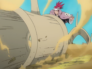 Renji withstands Patros's blast by blocking it with a segment of Hihiō Zabimaru.