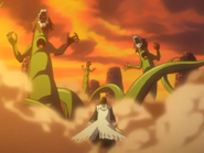 Kenpachi confronts several Hollows.