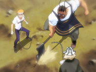 Tessai cuts Ichigo's Chain of Fate.