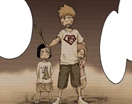Ichigo protects Karin and Yuzu as a young boy.