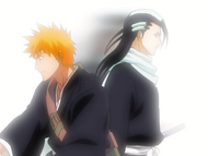 Byakuya attacks Ichigo with Senka.