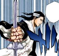 Byakuya summons one of the swords to his hand.