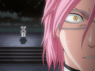 Aizen reveals that he knows of Szayelaporro extracting a Reiatsu record from Dordoni Alessandro Del Socaccio.