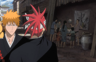 Renji stares at a vendor selling pottery.