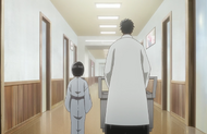Akon and a young Nemu discuss Mayuri changing her name.