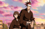 Rukia and Renji sense the strange Reiatsu coming from the high school and elsewhere in the town.