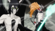 Ichigo appears behind Ulquiorra.