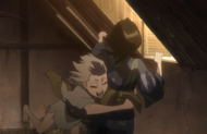 Homura tackles and hugs Rukia after she wakes up.