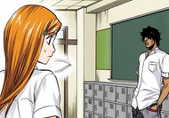 Orihime looks to Sado for reassurance.