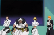 Ichigo hosts the Arrancar Encyclopedia with Starrk, Baraggan, and Harribel as guests.