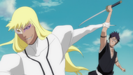 Findorr stops Hisagi's attack.