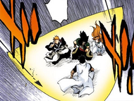 Orihime catches Sado and the others with Santen Kesshun.