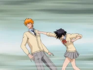 Tatsuki punches Ichigo for coldly rebuffing her.
