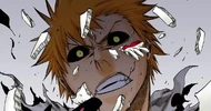 Ichigo's mask completely shatters as Ulquiorra's Cero Oscuras envelops him.