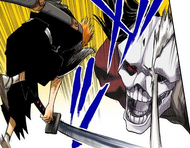 Ichigo slashes Acidwire's face.