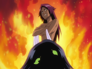 Yoruichi prevents Suì-Fēng from secretly taking photos of her.