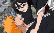 Rukia chwyta Ichigo.