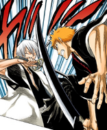 Ichigo Kurosaki attacks Gin.