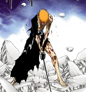 Ichigo stands and prepares to continue fighting despite Ulquiorra's power.