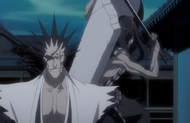 Wabisuke appears behind Kenpachi.