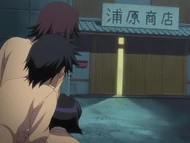 Tatsuki, Keigo, and Mizuiro follow Ichigo to the Urahara Shop.