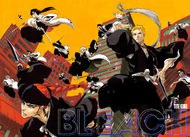 Byakuya, Ichigo, Renji, and the other captains on the color spread of NO BREATHES FROM HELL.