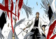 Aizen destroys Zabimaru with a single slash.