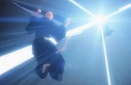 Ichigo is enveloped in Saiga's light.