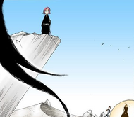 Nnoitra approaches Orihime, Ichigo, and Yachiru after seemingly defeating Kenpachi.