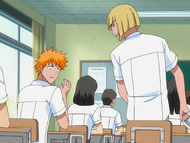 Shinji takes the desk next to Ichigo Kurosaki.