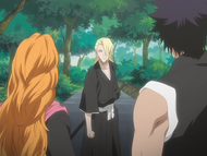 Rangiku, Hisagi, and Izuru plan to attack the Bount.