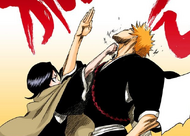 Rukia punches Ichigo for not trusting her to come back.