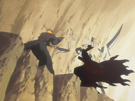 Zangetsu shatters one of the many blades easily.