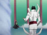 Dordoni discusses Ichigo's restraint of his power with him.