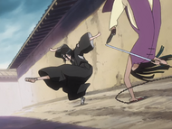 An unarmed Rukia battles Yoshi.